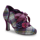 Ladies Vintage Purple Joe Browns Ornate Rose and Ribbon Embellished Shoe Boots