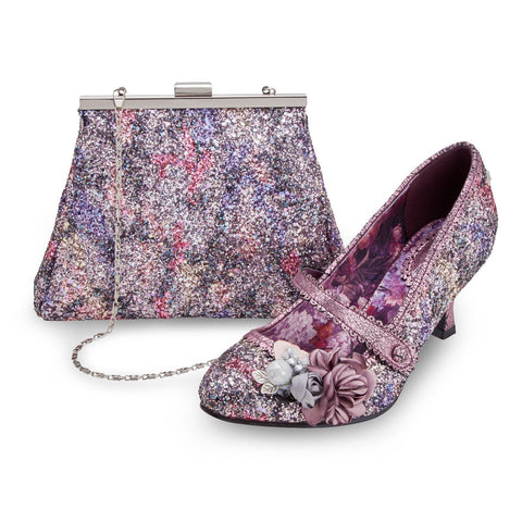 Women Pink Rose and Pearl Embellished Wedding/occasion Shoe and Clutch bag