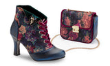 Women's Wedding Occasion Party Floral Ankle Boots and Matching Clutch Set